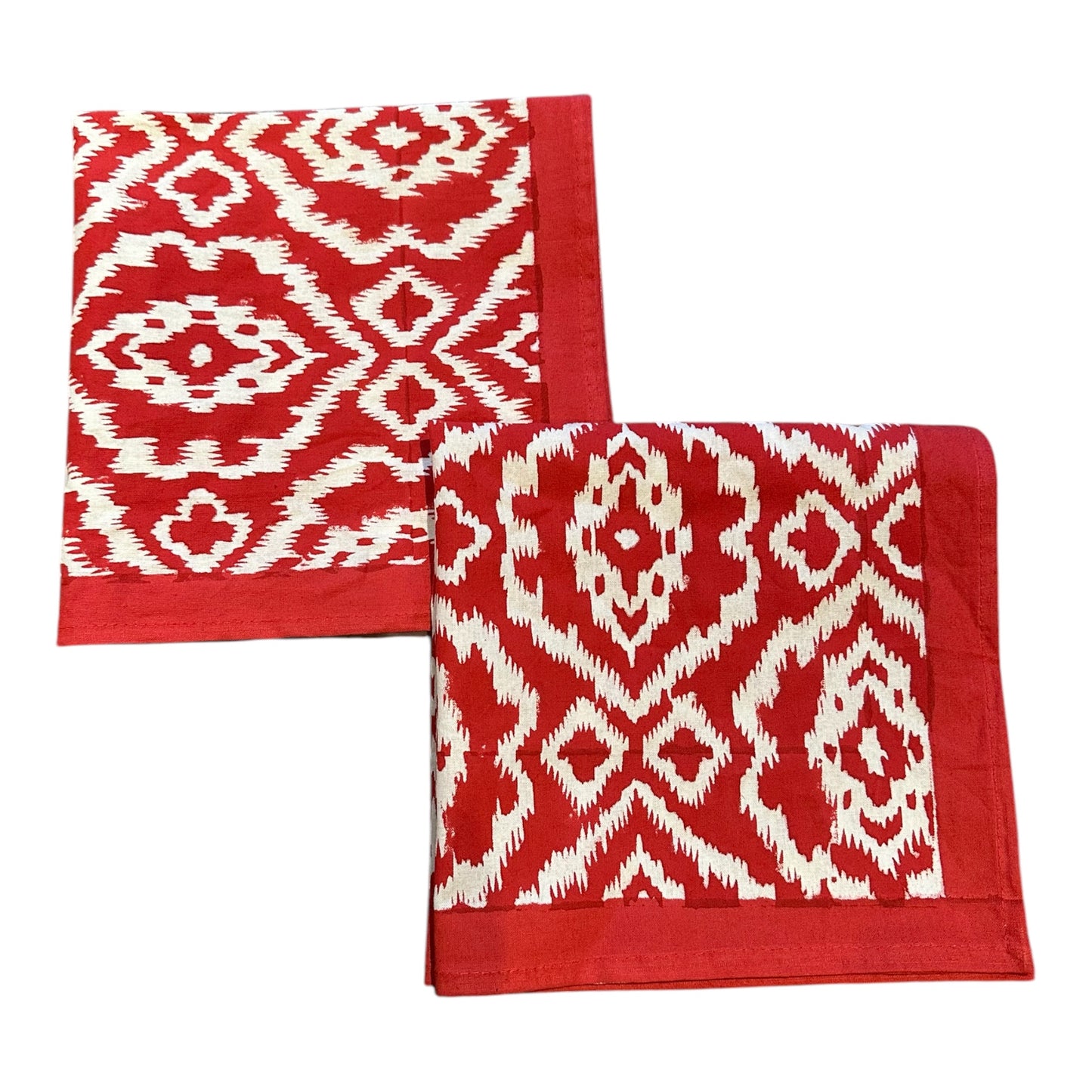 Katoenen blockprint servetten (2 stuks) rode ikat
