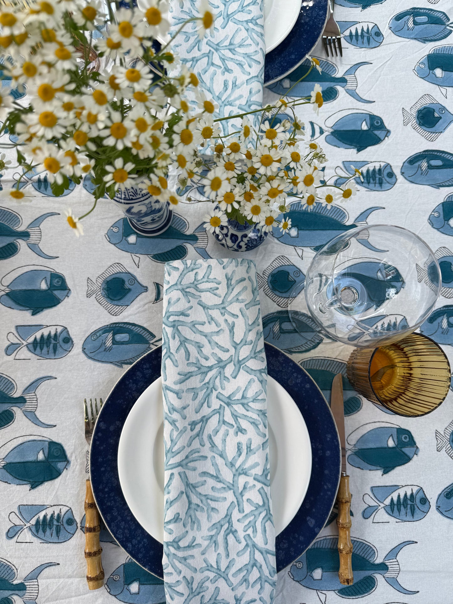 Servetten koraal licht blauw/ aqua