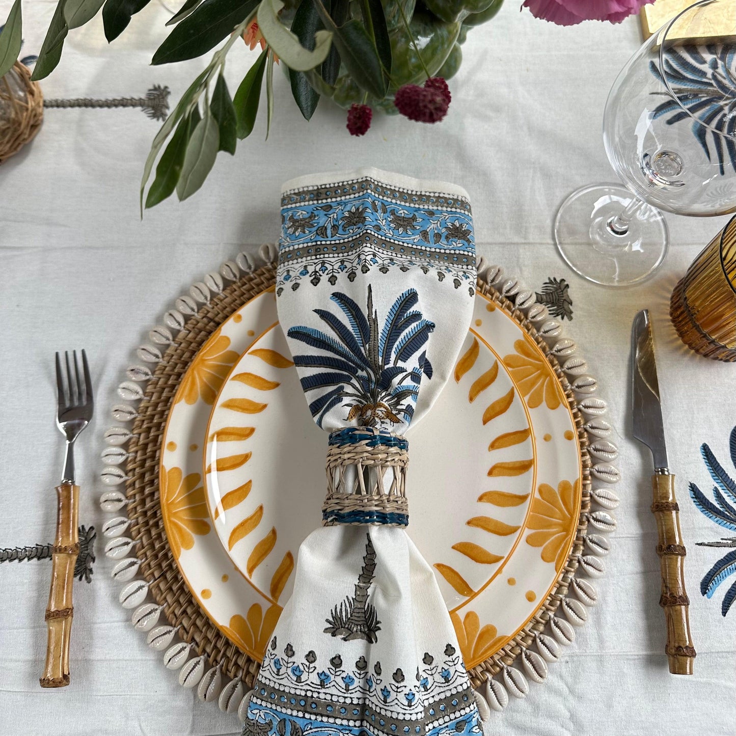 Tafelkleed palmboom blauw - Frank Styling