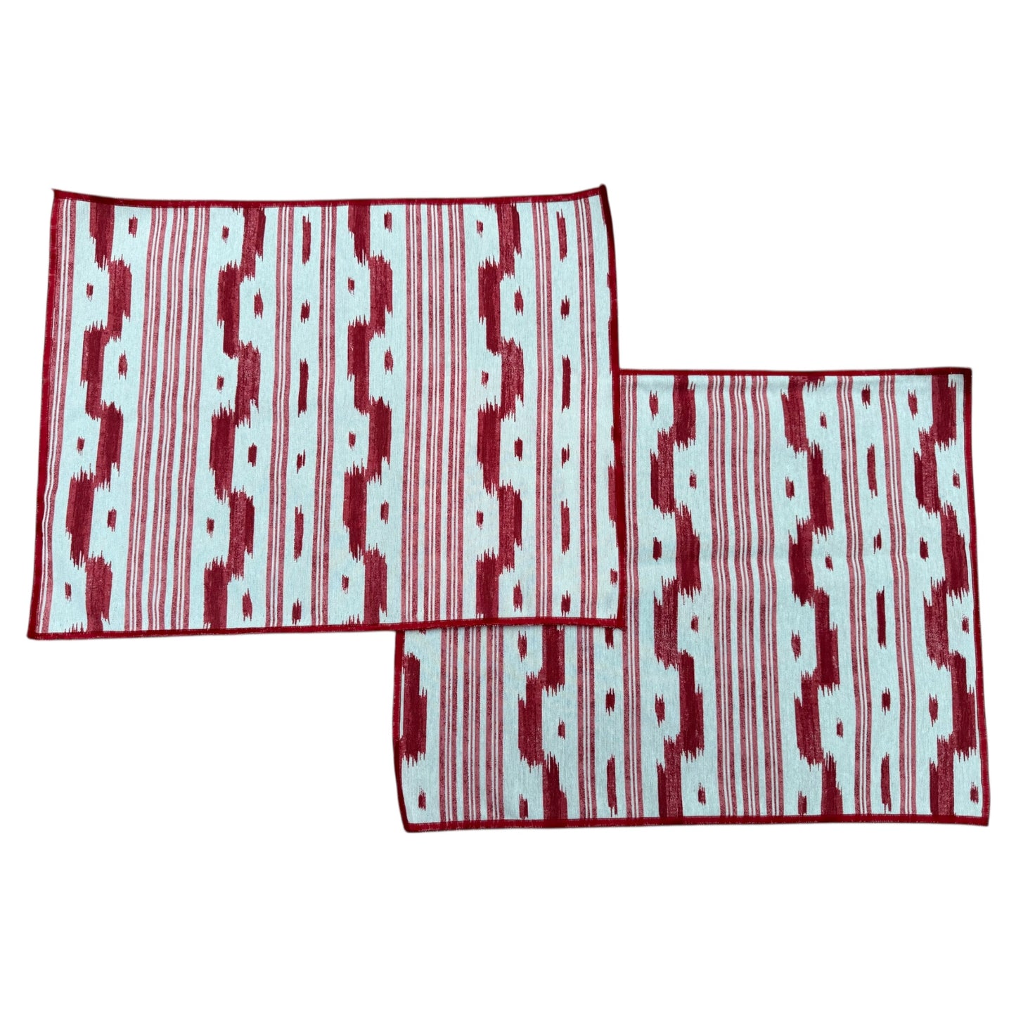 Placemats rood en wit met geometrisch patroon (set van 2)
