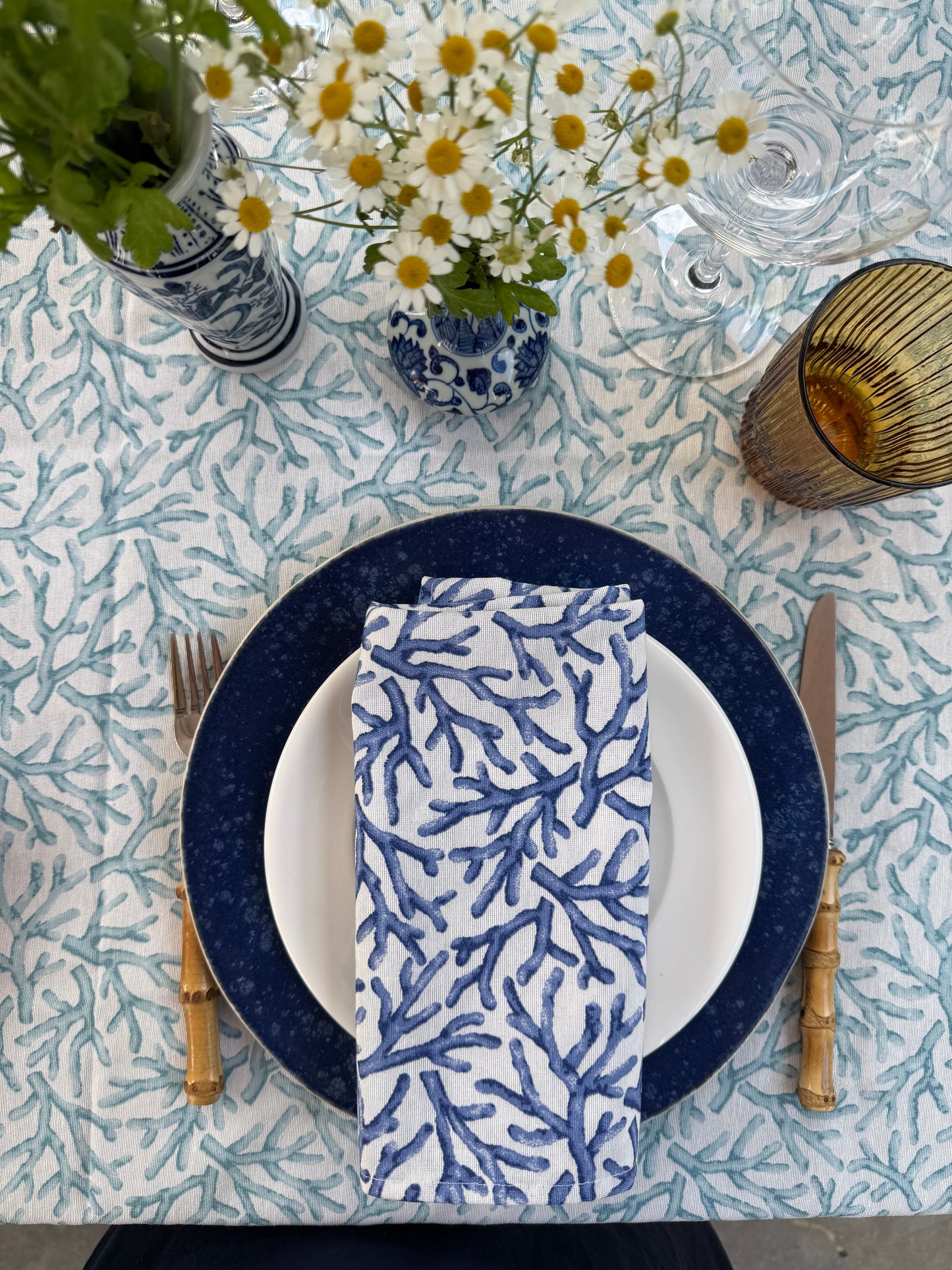 Servetten koraal blauw