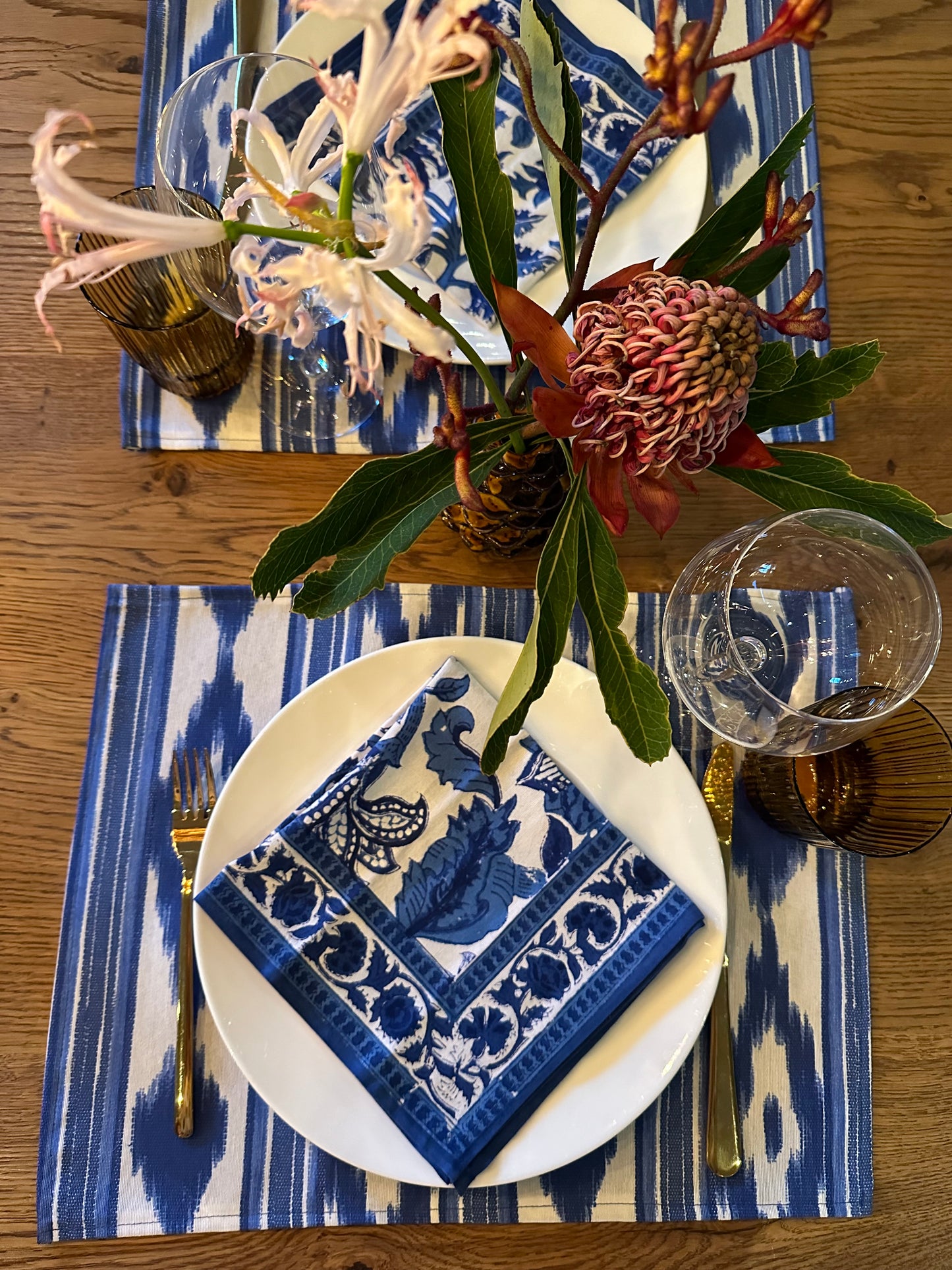 Placemat (2 stuks) Mallorcaanse ikat kobalt blauw