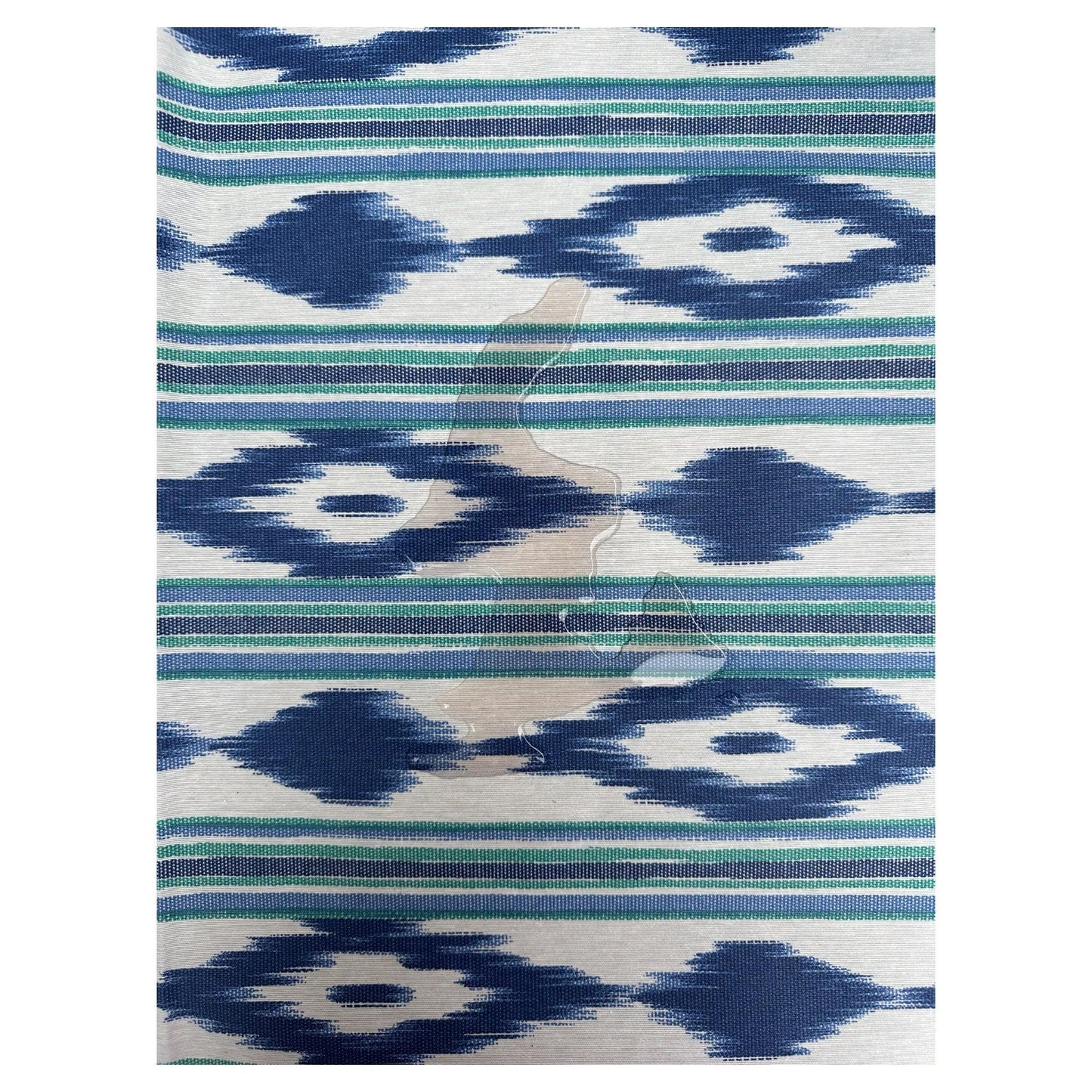 Waterafstotend tafelkleed ikat blauw met groene streep - Frank Styling