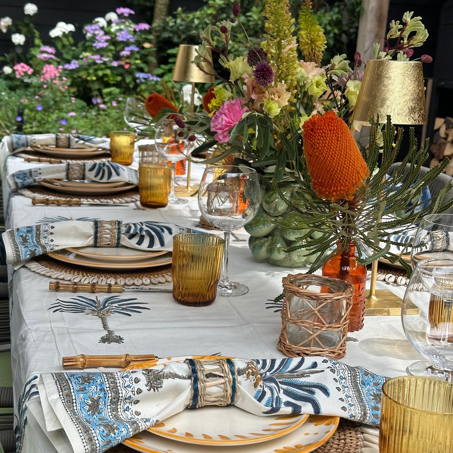 Tafelkleed palmboom blauw - Frank Styling
