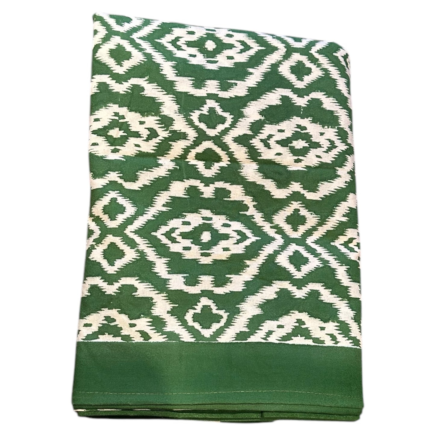 Katoenen tafelkleed blockprint groene ikat