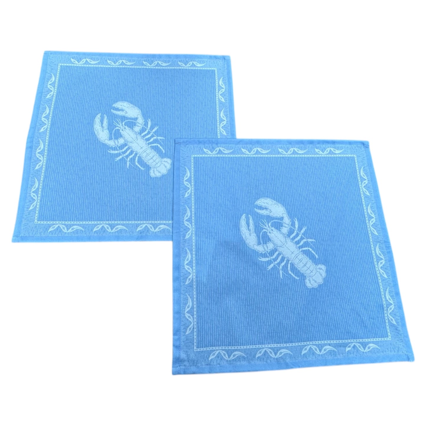 Katoenen servetten kreeftenprint licht blauw met roze