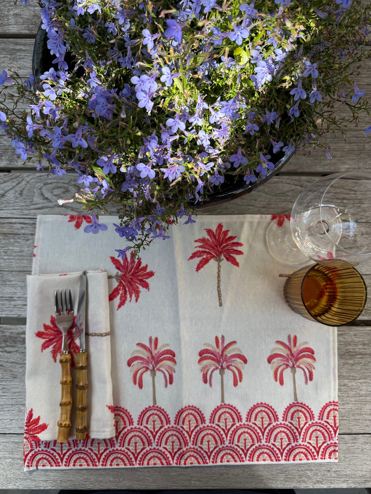 Placemats roze palmbomen set van 2