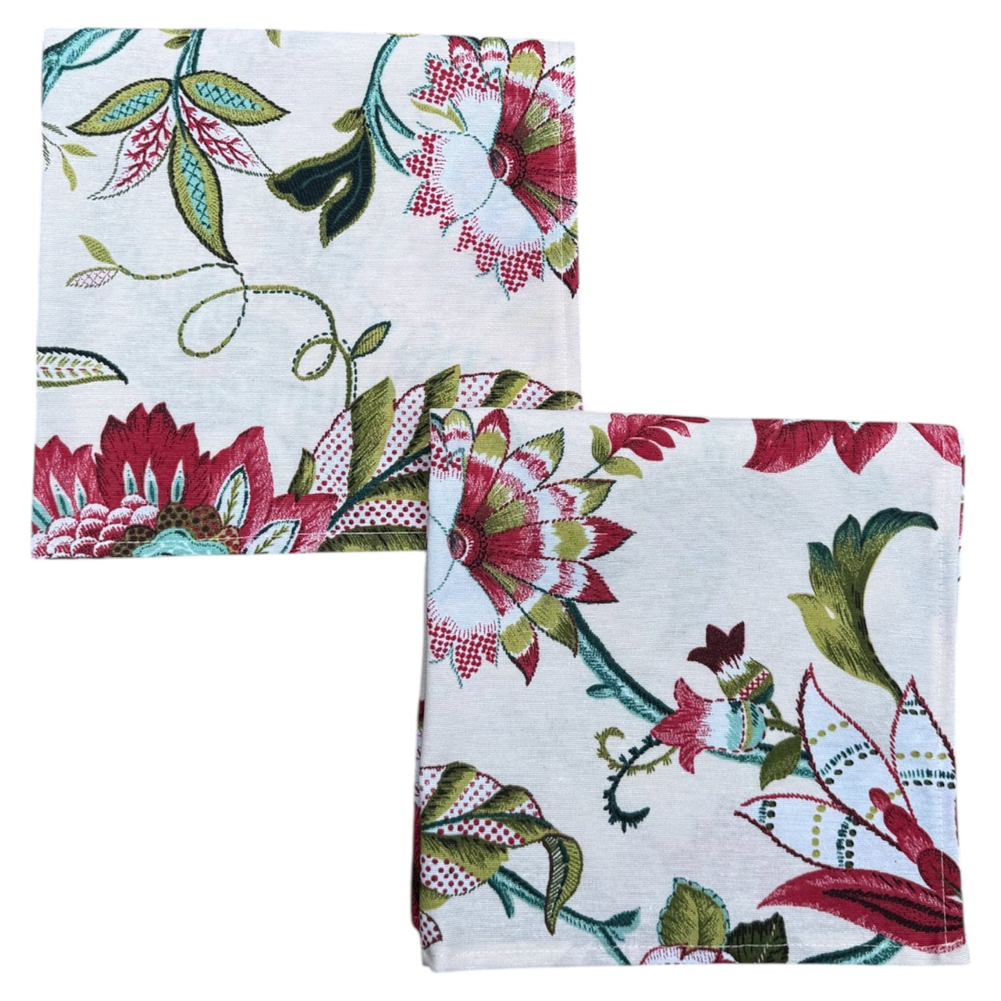 Tafelkleed bloemmotief framboos met groen en blauw