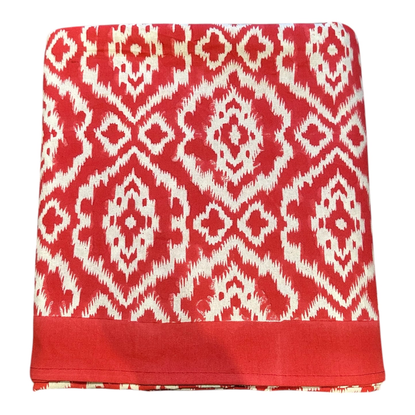 Katoenen tafelkleed blockprint rode ikat