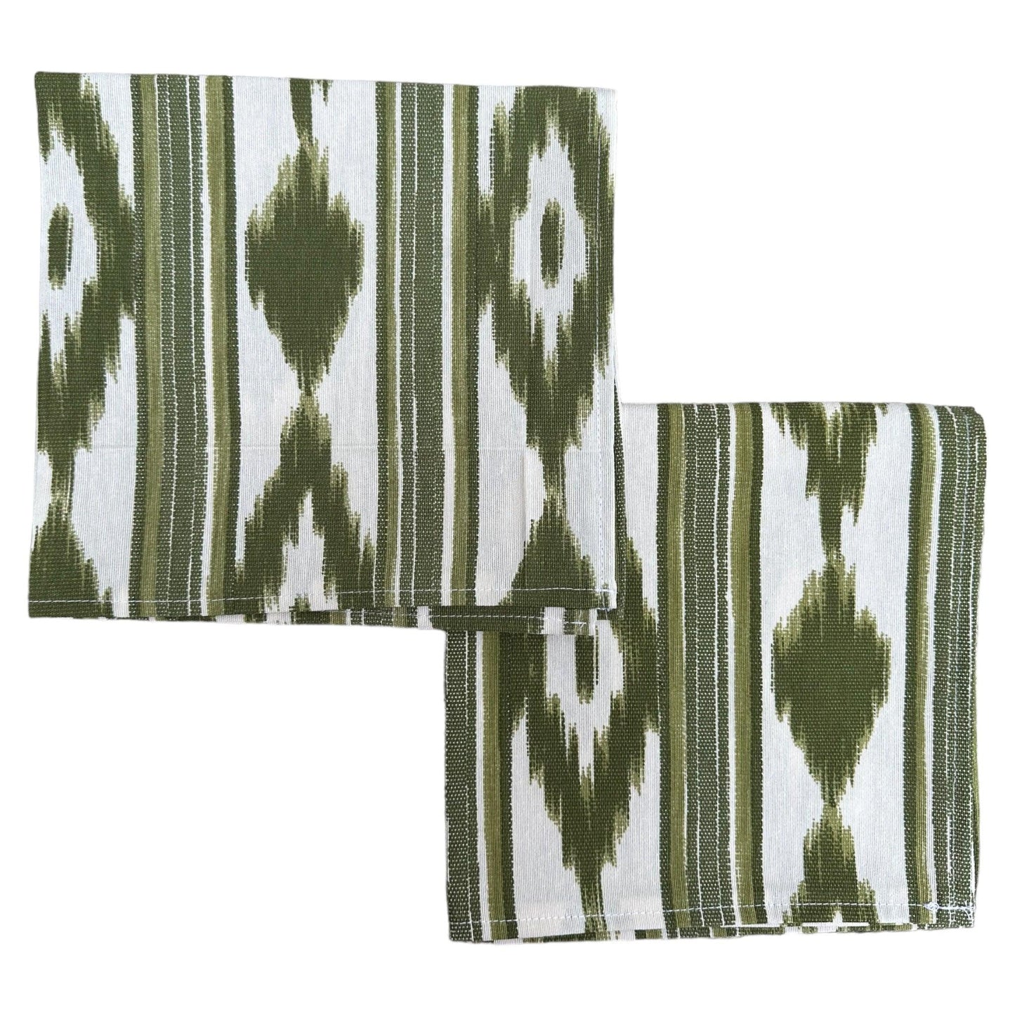 Katoenen servetten Mallorcaanse ikat olijfgroen - Frank Styling
