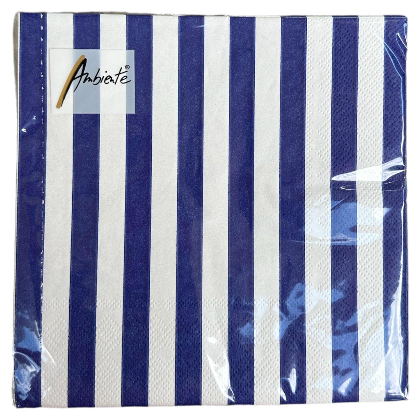 Papieren servetten met kobalt blauwe en witte streep - Frank Styling