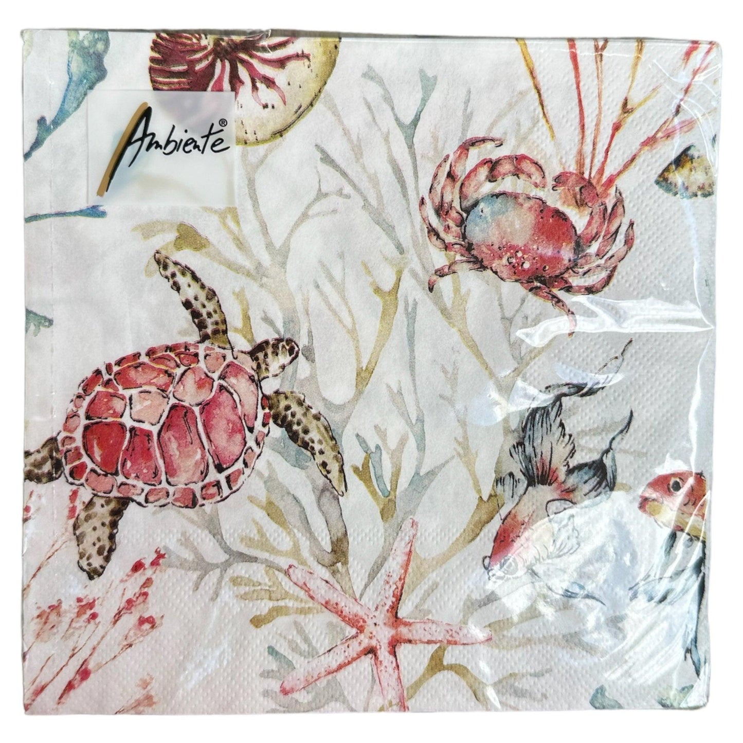 Papieren servetten met schildpadden en krabbenprint - Frank Styling