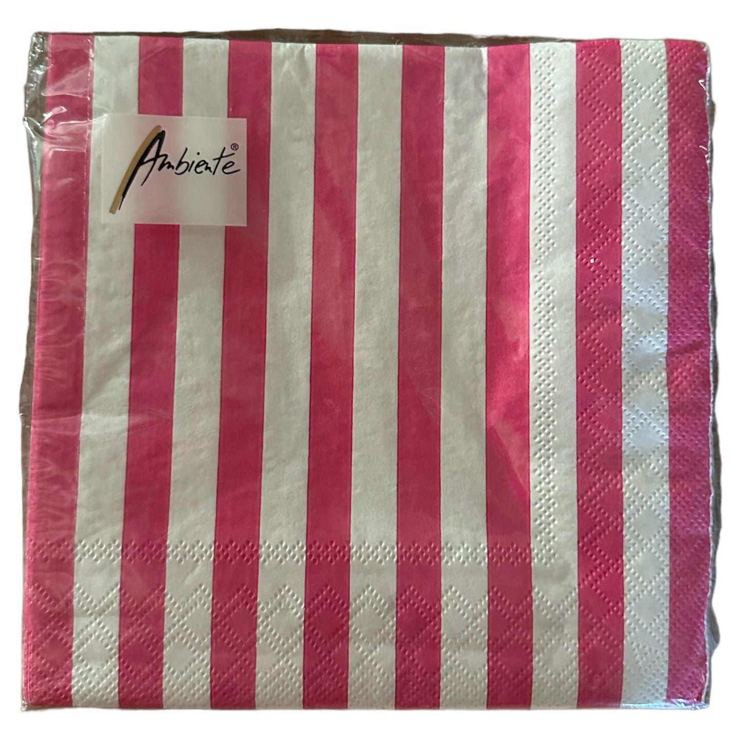 Papieren servetten met fuchsia roze en witte streep - Frank Styling