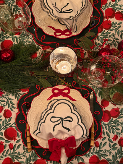 Tafelkleed Indiase blockprint granaatappelprint rood en groen