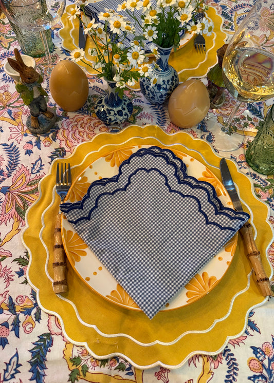 Placemats (2 stuks) oker geel met witte rand