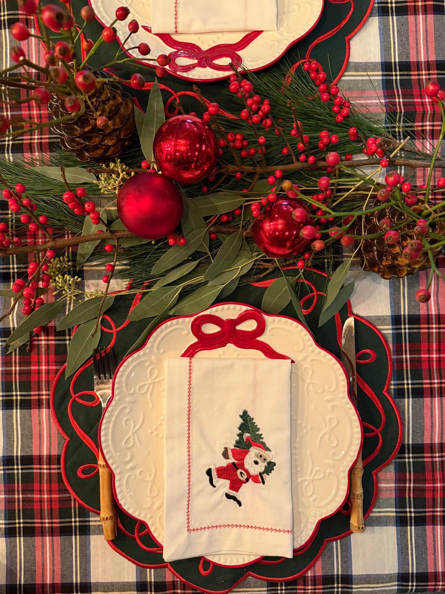 Tafelkleed wit met kerstruit
