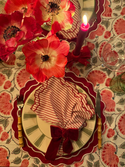 Placemats (2 stuks) diep rood met witte rand