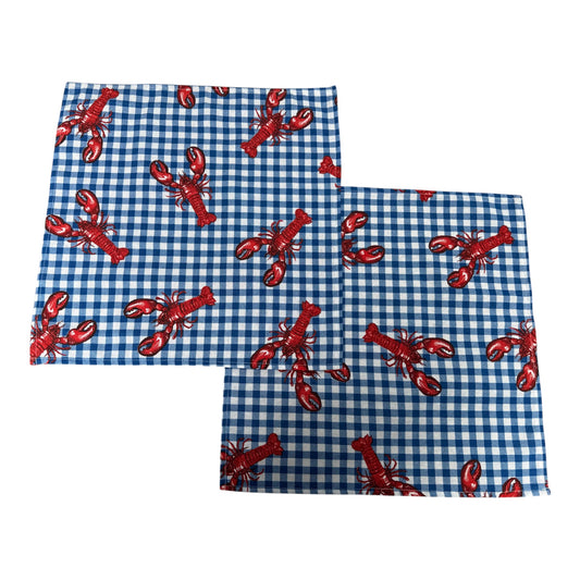 Servetten blauwe ruit met kreeftenprint