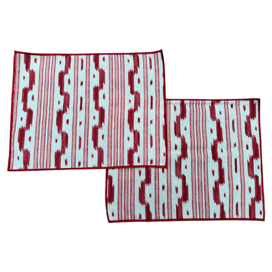 Placemats rood en wit met geometrisch patroon (set van 2)