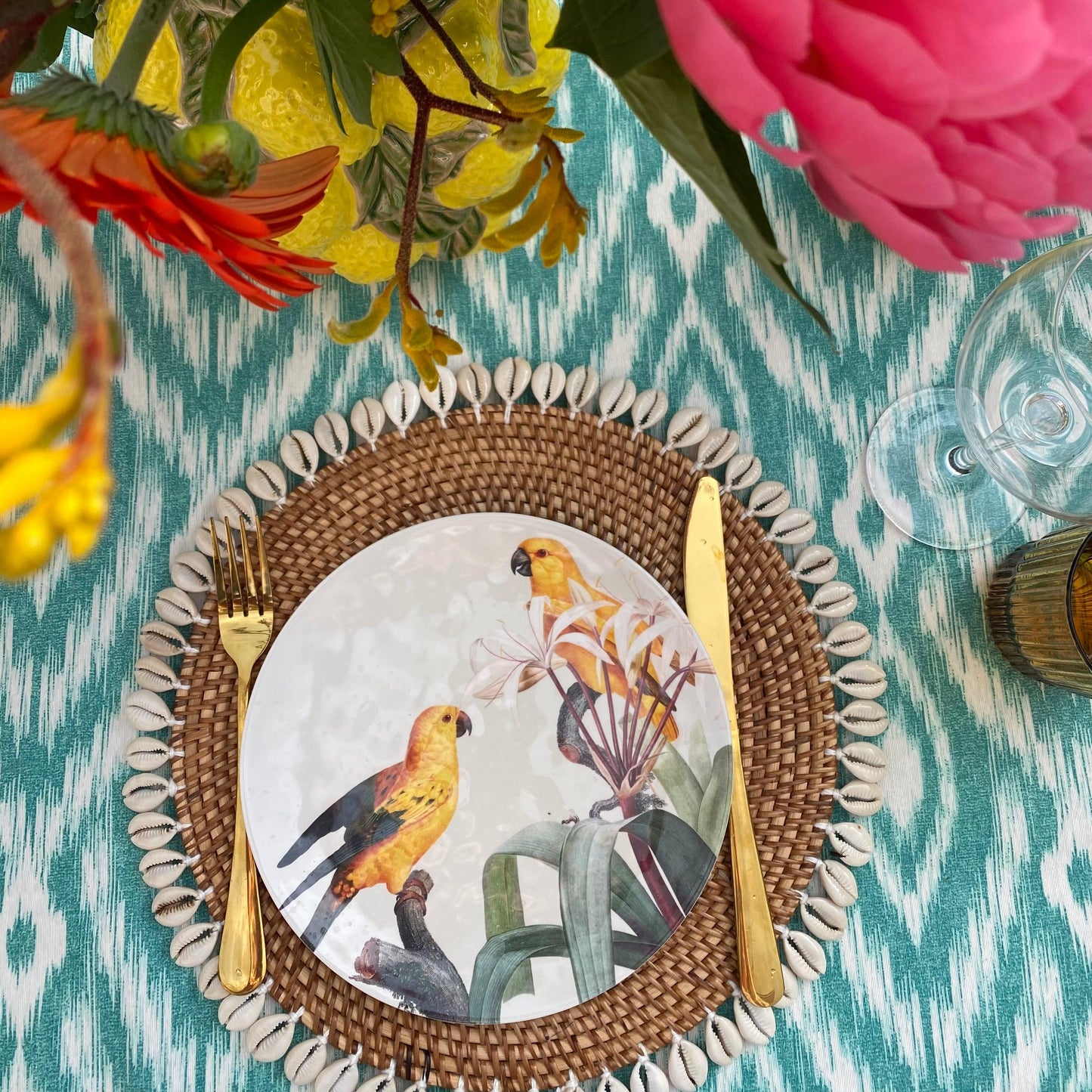 Waterafstotend tafelkleed druppelvormige Ikat - Frank Styling
