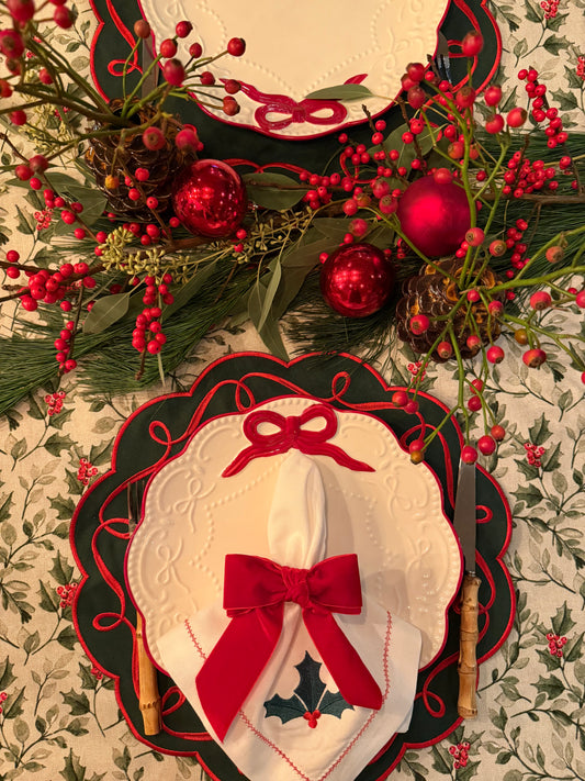 Fluwelen strik servetringen rood (2 stuks)