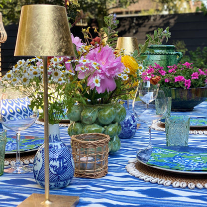 Waterafstotend tafelkleed kobalt blauwe ikat - Frank Styling