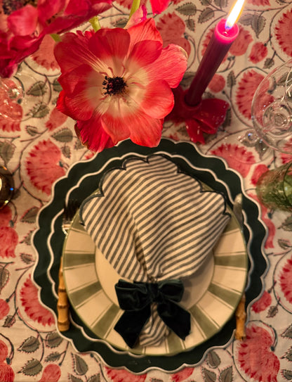 Placemats (2 stuks) diep groen met witte rand