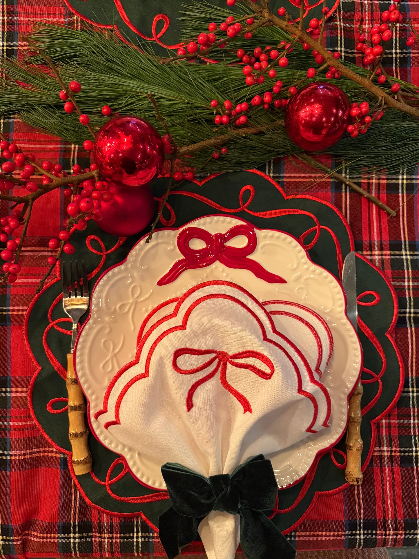 Tafelkleed rood met kerst ruit