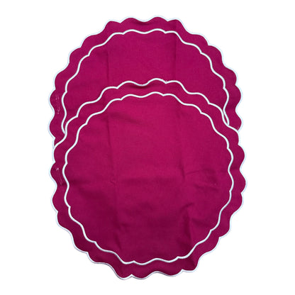 Placemats (2 stuks) diep rood met witte rand