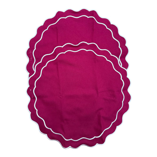 Placemats (2 stuks) diep rood met witte rand