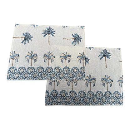 Placemats blauwe palmbomen set van 2