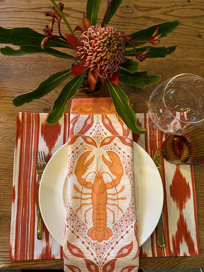 Katoenen servetten kreeftenprint oranje