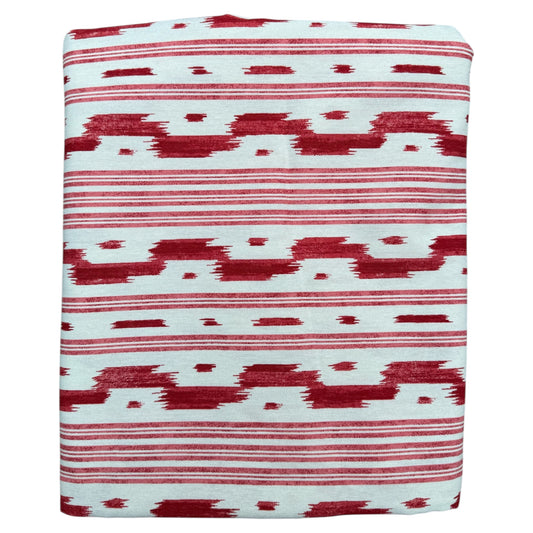 Tafelkleed rood en wit met geometrisch patroon