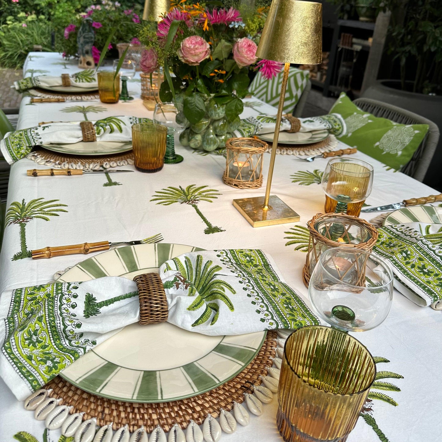 Katoenen servetten palmboom groen - Frank Styling
