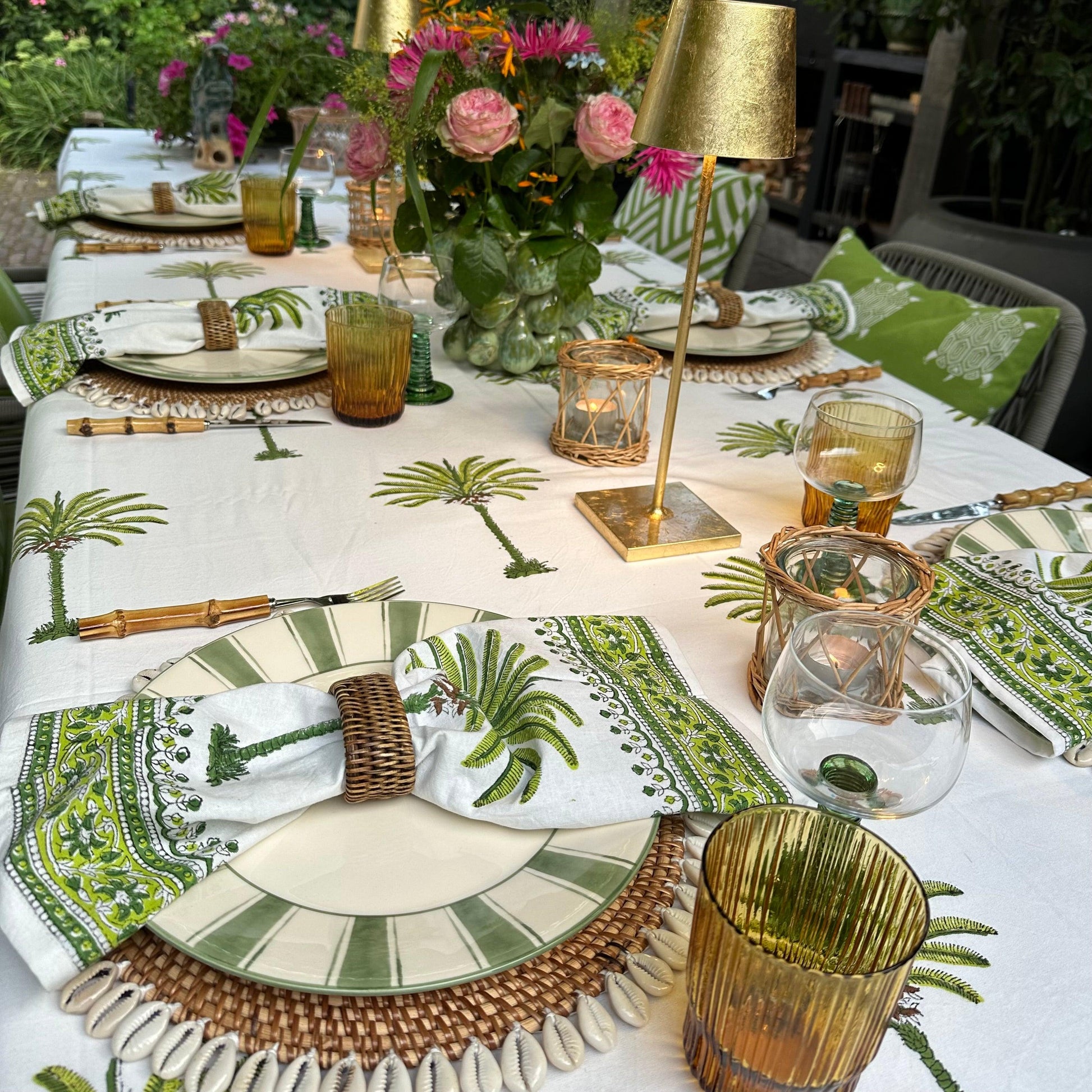 Katoenen servetten palmboom groen - Frank Styling