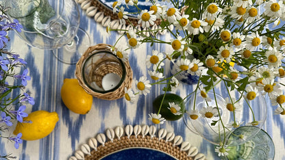 Waterafstotend tafelkleed licht blauwe ikat - Frank Styling