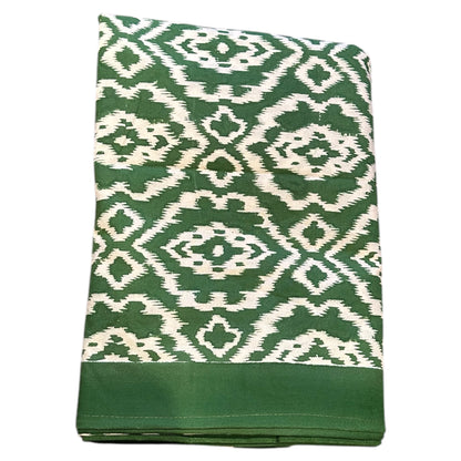 Katoenen tafelkleed blockprint groene ikat