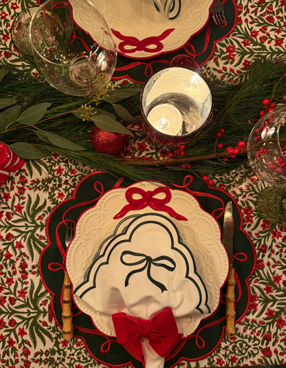 Tafelkleed Indiase blockprint red flora