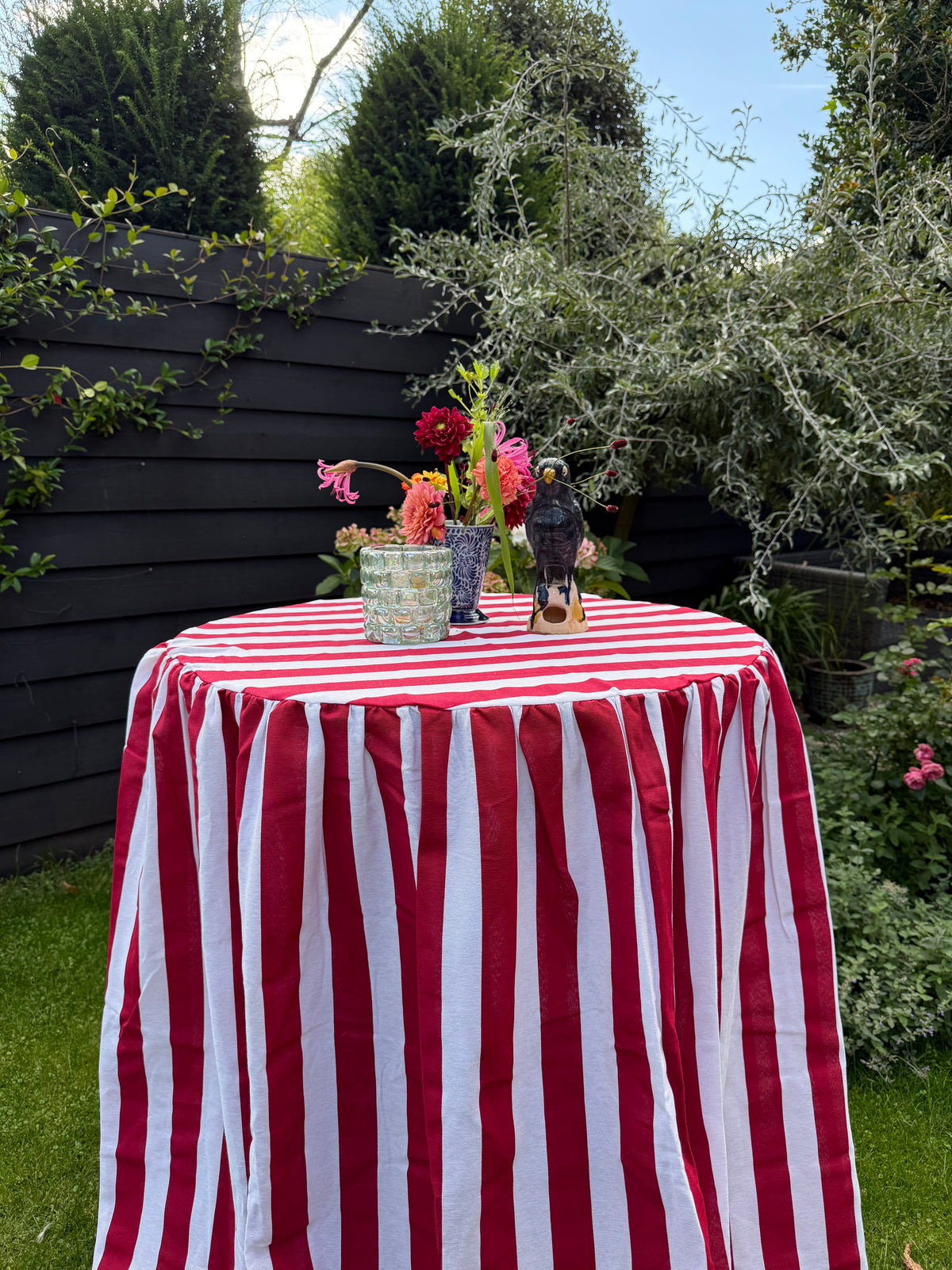 Statafelrok rood wit gestreept