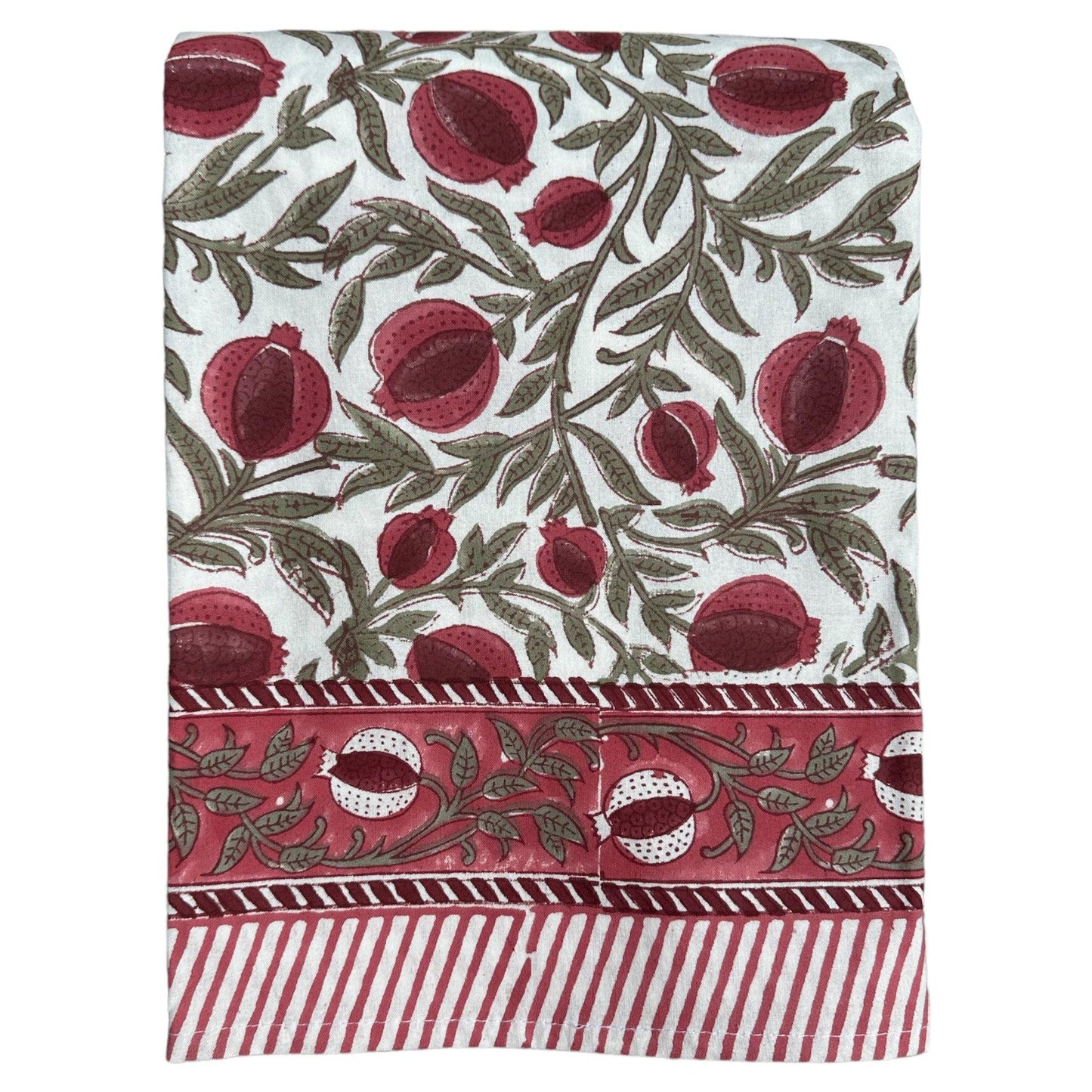 Tafelkleed Indiase blockprint frambooskleurige granaatappel - Frank Styling