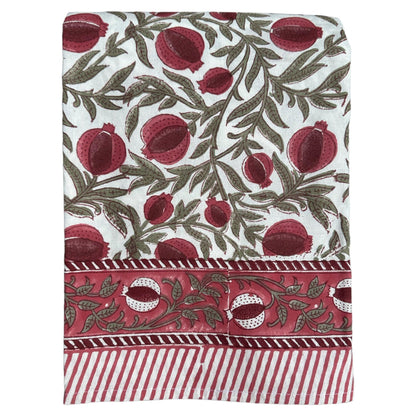 Tafelkleed Indiase blockprint frambooskleurige granaatappel - Frank Styling