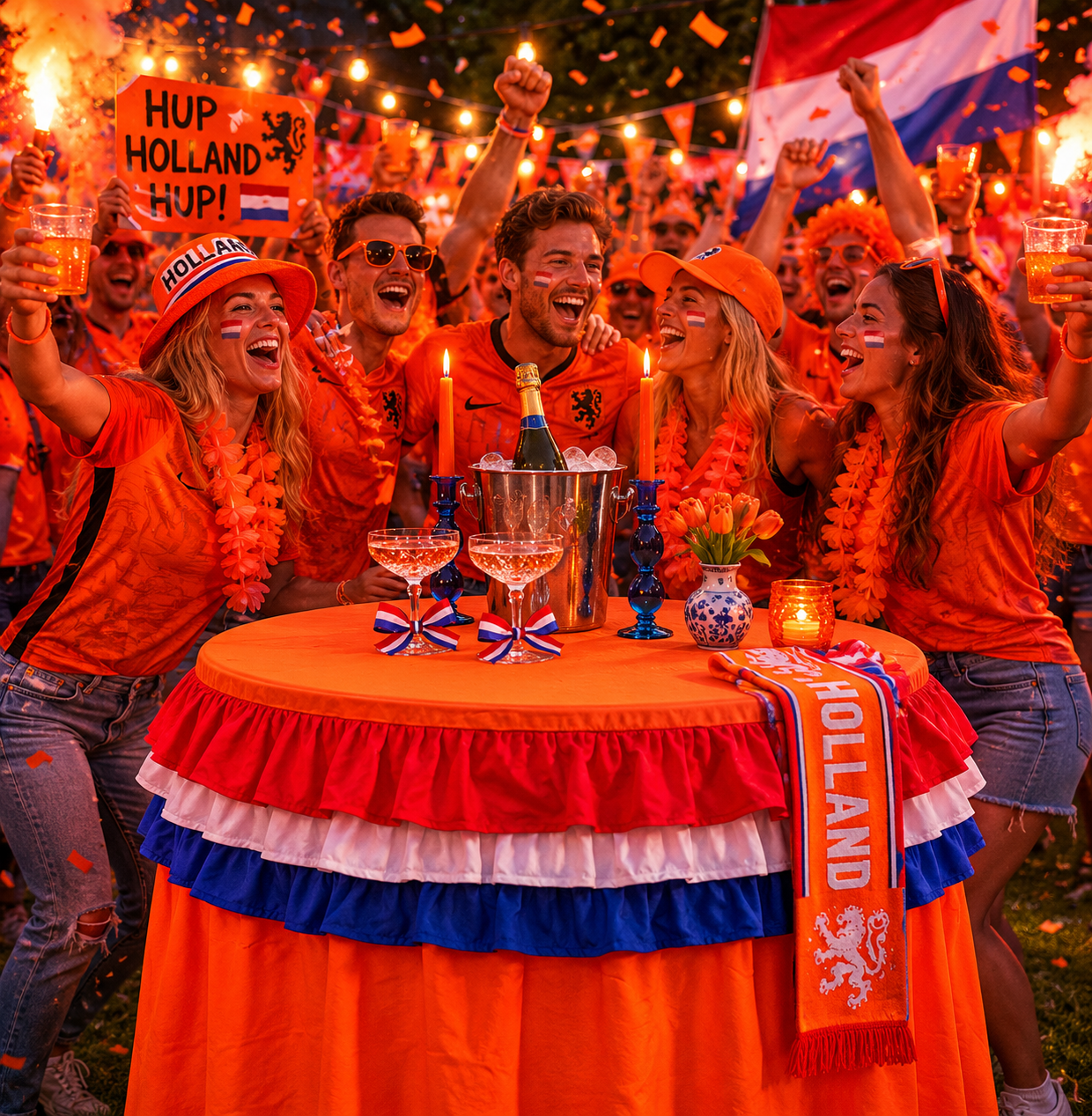Statafelrok oranje met Nederlandse vlag
