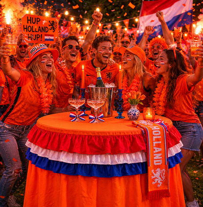 Statafelrok oranje met Nederlandse vlag