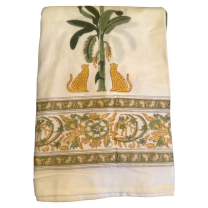 Katoenen blockprint servetten palmboom en luipaard