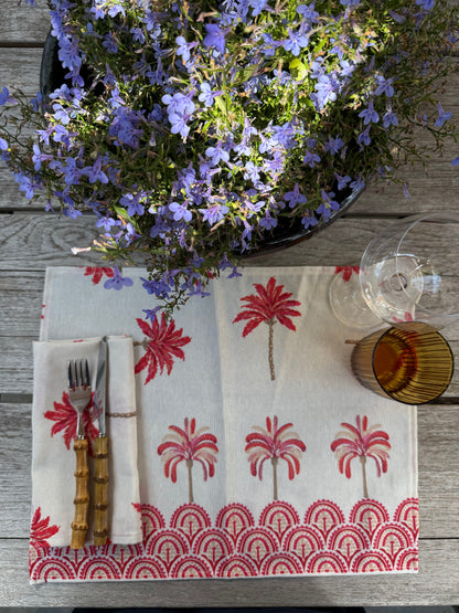 Placemats roze palmbomen set van 2