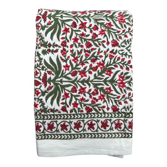 Tafelkleed Indiase blockprint red flora
