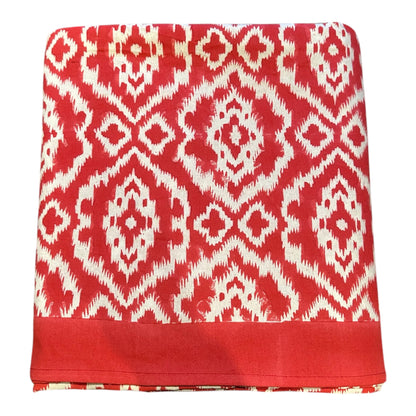 Katoenen tafelkleed blockprint rode ikat