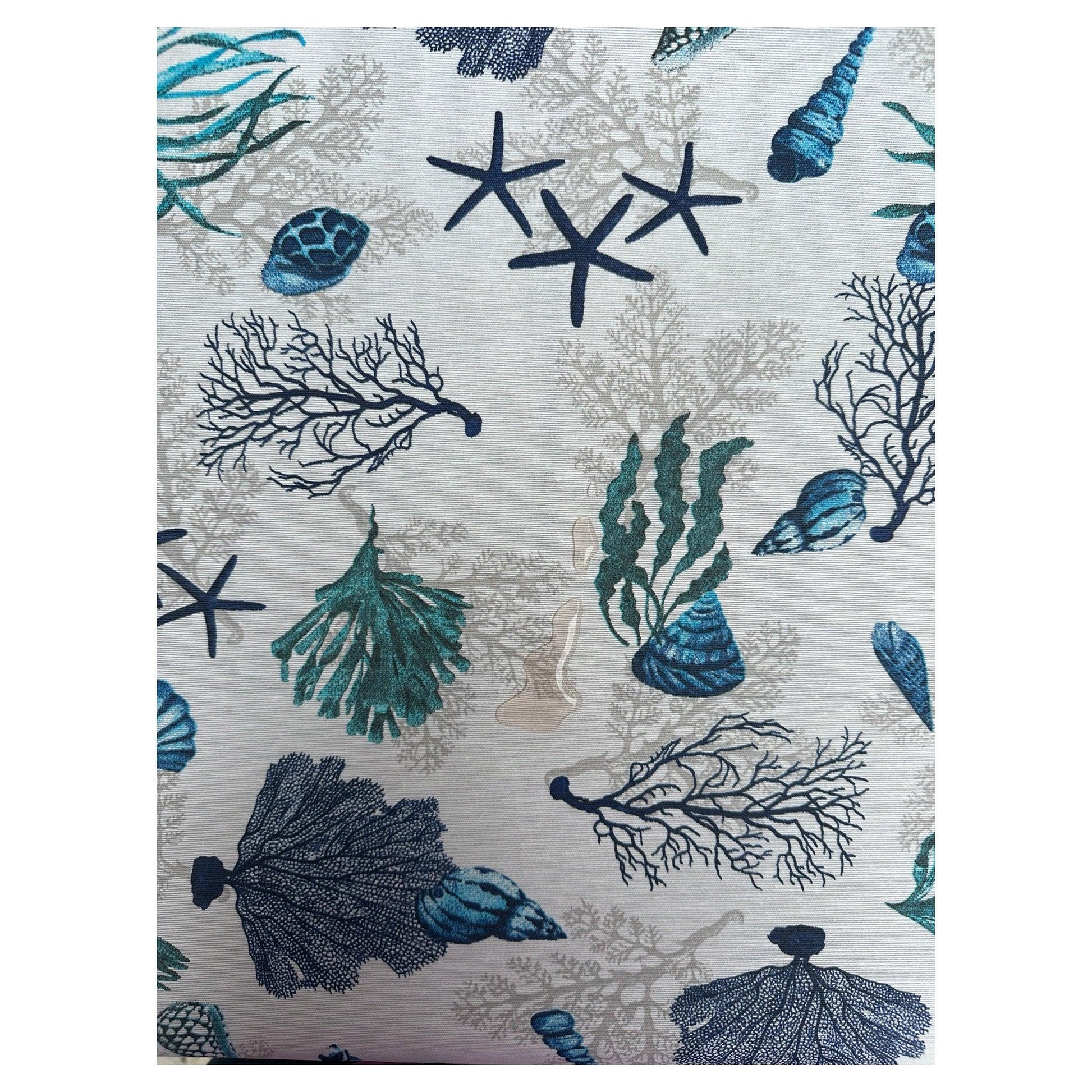Waterafstotend tafelkleed zeekraal/schelpen blauw-aqua - Frank Styling
