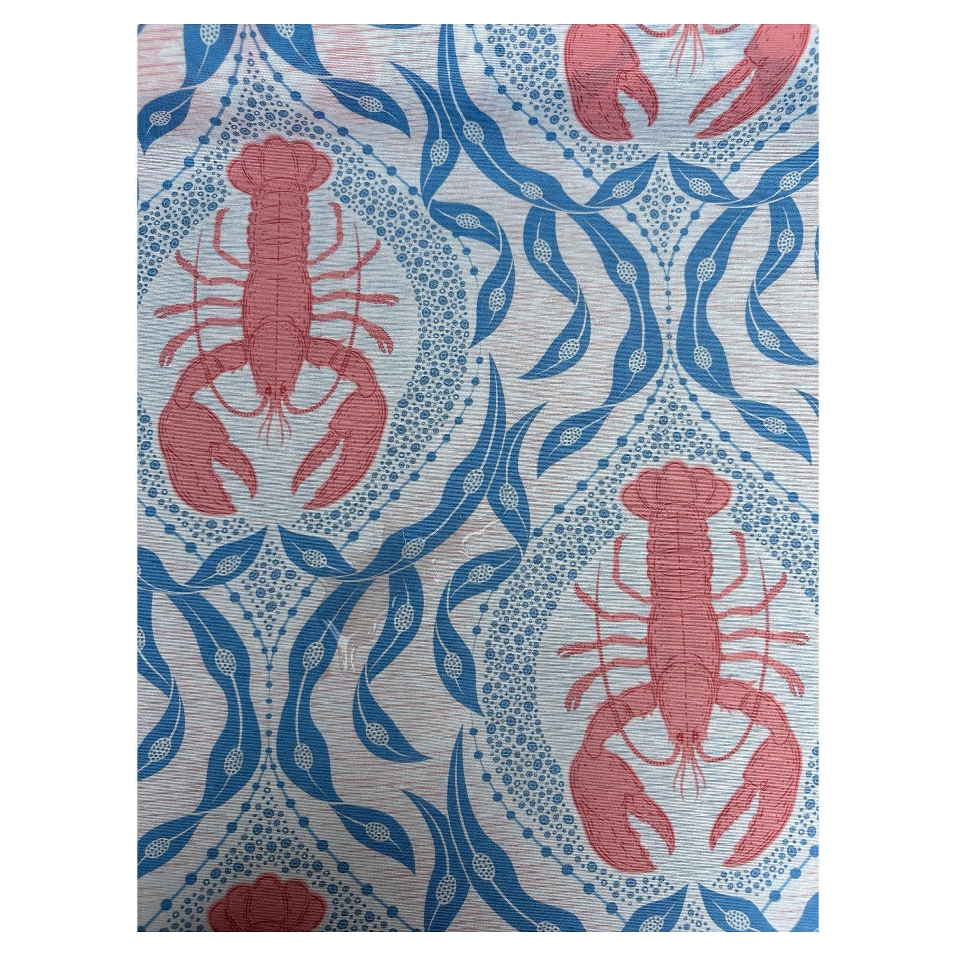 Waterafstotend tafelkleed kreeftenprint blauw met roze - Frank Styling