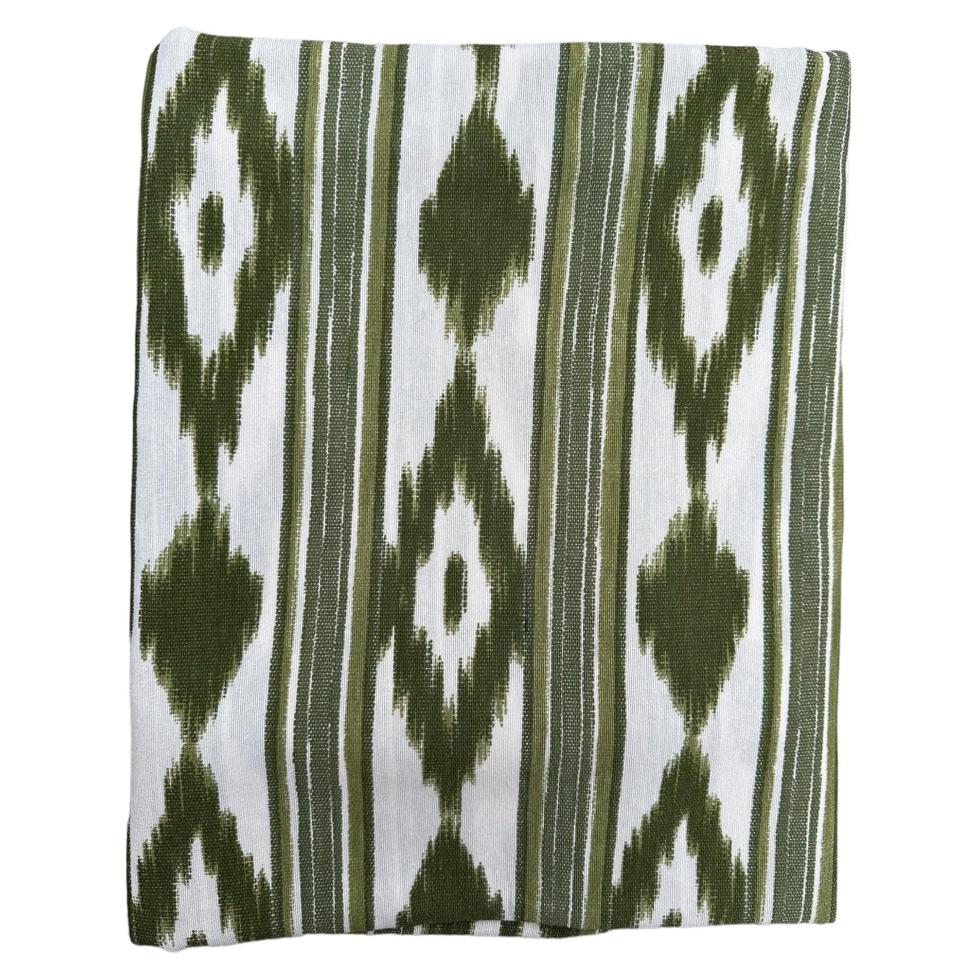 Tafelkleed Mallorcaanse ikat print olijf groen - Frank Styling